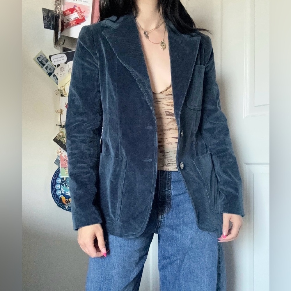 Rebecca Taylor La Vie Deep Blue Velvet Blazer Small